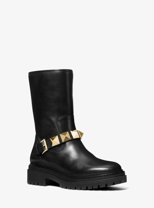 Damske Clenkove Cizmy Michael Kors Layton Studded Leather Čierne - Topanky Michael Kors Akcia | BIKGY-6482